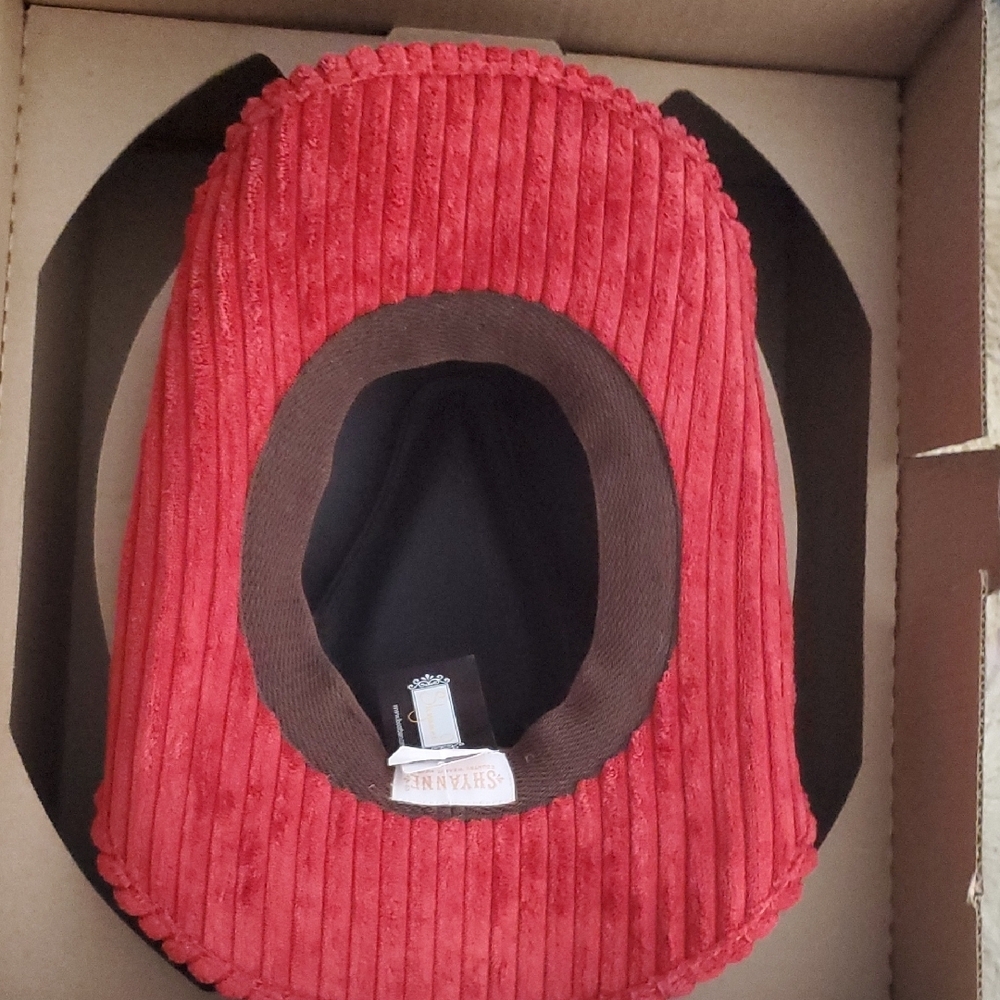 Shyanne Eastwood Red Corduroy Cowboy Hat - Women's Ribbed Fashion Hat - Picture 10 of 10